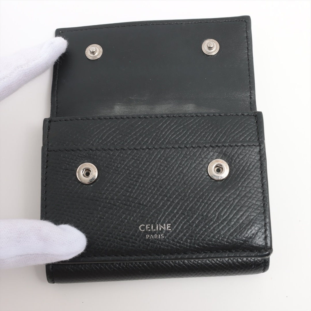 celine(セリーヌ)のセリーヌ コンパクト ウォレット レザー 三つ折り 財布 本革 ブラック 黒 二つ折り メンズ レディース EEM R20-4 メンズのファッション小物(折り財布)の商品写真