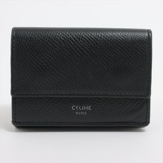 セリーヌ(celine)のセリーヌ コンパクト ウォレット レザー 三つ折り 財布 本革 ブラック 黒 二つ折り メンズ レディース EEM R20-4(折り財布)