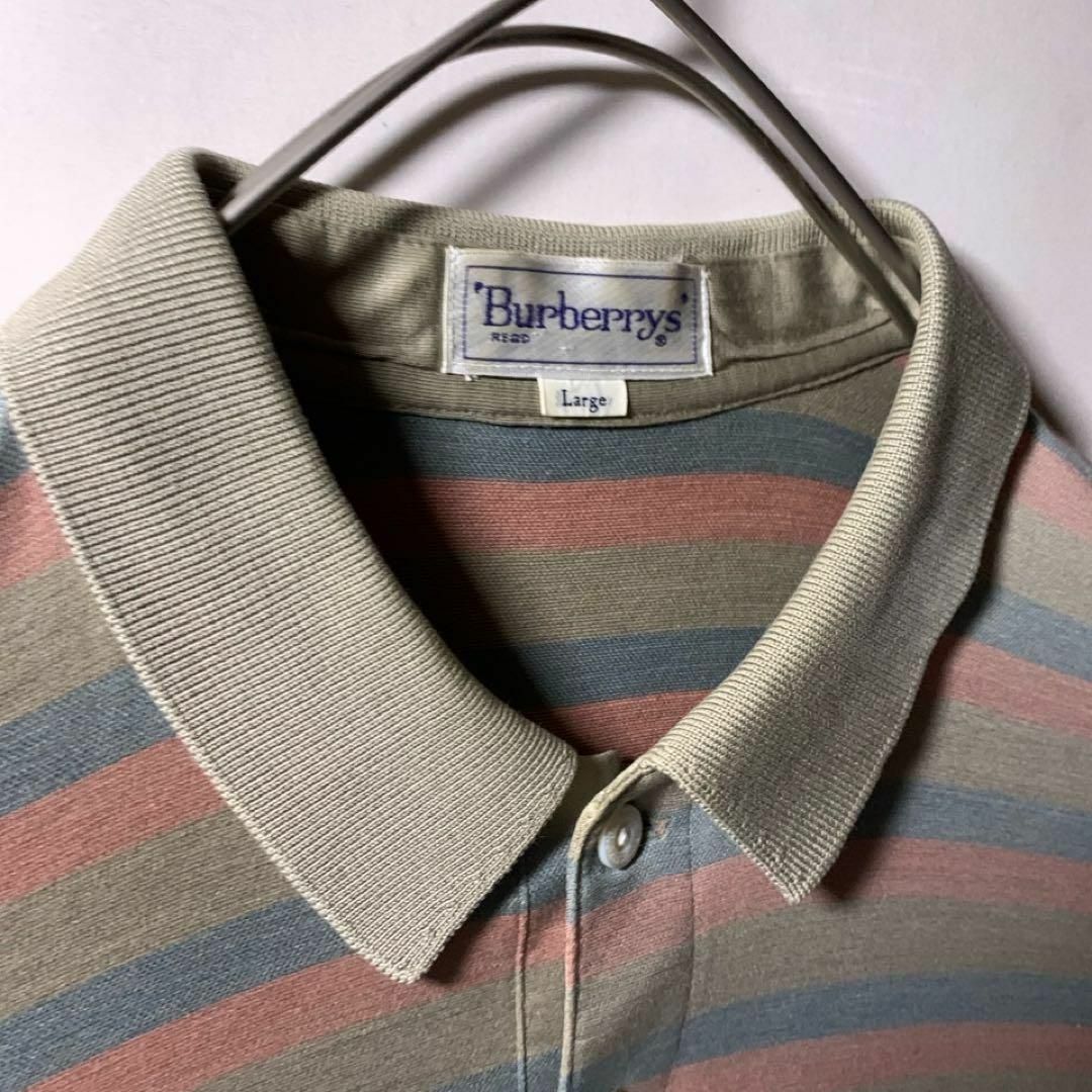BURBERRY(バーバリー)の90s 古着 Burberrys ボーダー ポロシャツ 長袖 ポケット 刺繍ロゴ メンズのトップス(ポロシャツ)の商品写真