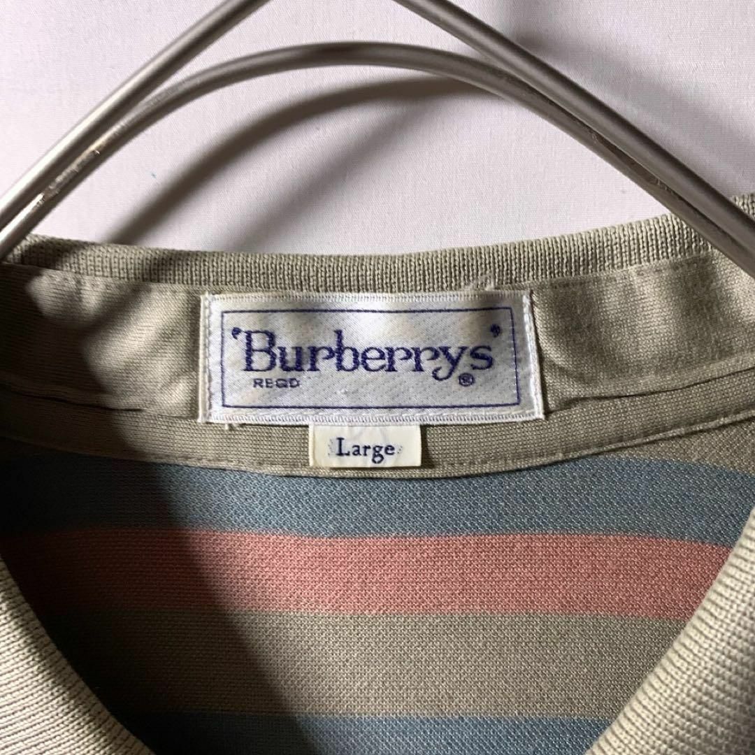 BURBERRY(バーバリー)の90s 古着 Burberrys ボーダー ポロシャツ 長袖 ポケット 刺繍ロゴ メンズのトップス(ポロシャツ)の商品写真