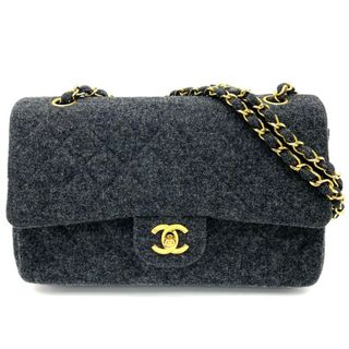 シャネル(CHANEL)のCHANEL シャネル ショルダーバッグ マトラッセ25 チェーンショルダーバッグ ココマーク 肩掛け 斜め掛け ココ ダブルフラップ ダブルチェーン かばん 鞄 A01112 ウール    グレー ゴールド金具 レディース【中古品】(ショルダーバッグ)