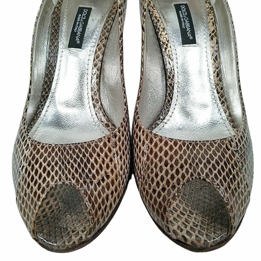 DOLCE&GABBANA(ドルチェアンドガッバーナ)のドルチェ＆ガッバーナ◎パンプス(36 1/2)オープントゥお洒落  パイソン レディースの靴/シューズ(ハイヒール/パンプス)の商品写真