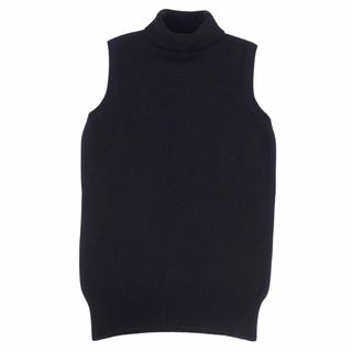 セリーヌ(celine)の美品 セリーヌ CELINE ニット セーター ノースリーブ タートルネック カシミヤ100％ トップス レディース L ブラック(ニット/セーター)