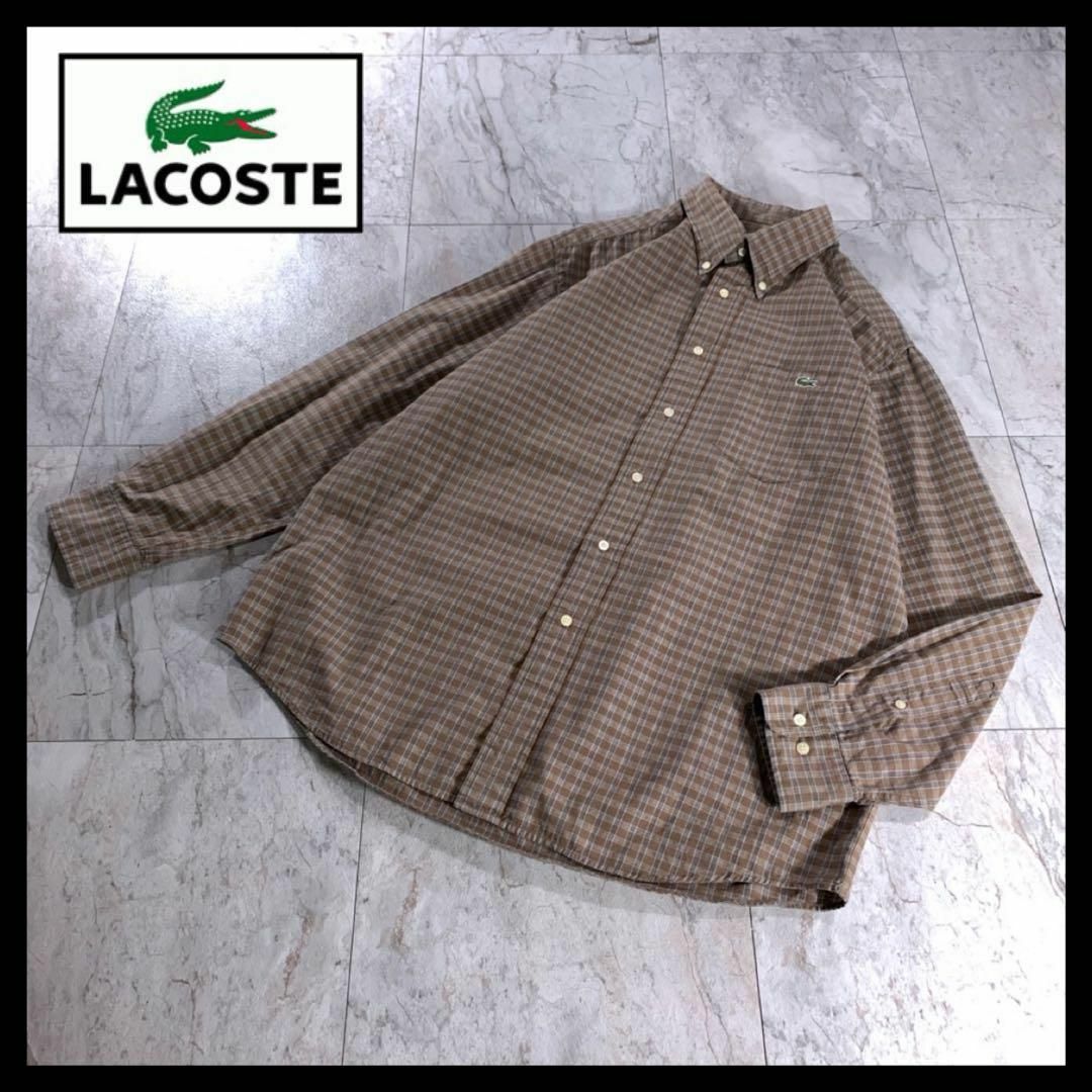 LACOSTE(ラコステ)の古着 LACOSTE ボタンダウン チェックシャツ アースカラー ブラウン メンズのトップス(シャツ)の商品写真