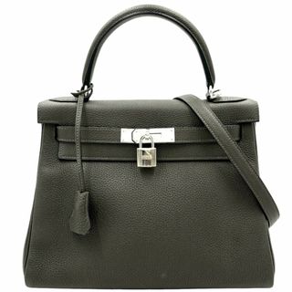 エルメス(Hermes)の【在庫一掃】HERMES エルメス 2WAY ケリー28 ショルダーバッグ ハンドバッグ 肩掛け 内縫い 鞄 かばん Z刻印 トリヨンクレマンス    カーキ グレー シルバー金具 レディース 美品 2021年【中古品】(ショルダーバッグ)