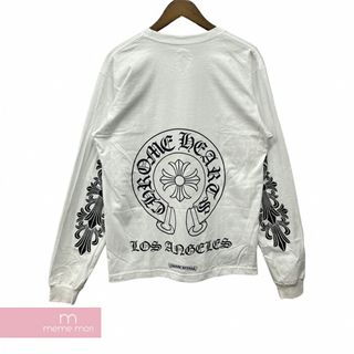 クロムハーツ(Chrome Hearts)のCHROME HEARTS Los Angeles Horseshoe L/S Tee クロムハーツ ロサンゼルス限定ホースシューロングスリーブTシャツ 長袖カットソー ロンT 袖フローラルプリント ホワイト サイズL 【240311】【中古-A】【me04】(Tシャツ/カットソー(半袖/袖なし))