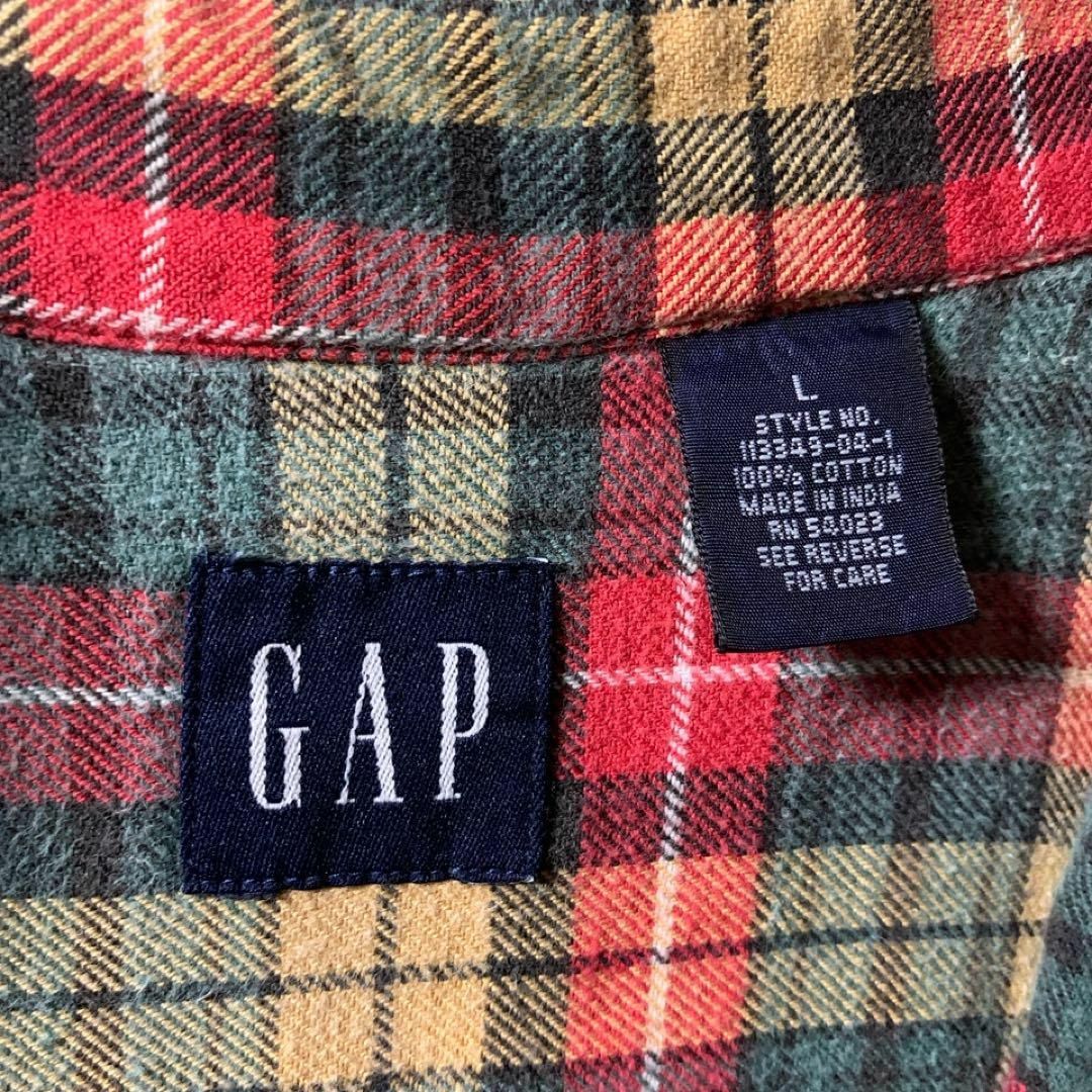 GAP(ギャップ)の90s 00s old gap チェック ボタンダウン  ネルシャツ 赤黄緑 L メンズのトップス(シャツ)の商品写真