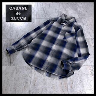 カバンドズッカ(CABANE de ZUCCa)のCABANE de ZUCCa オンブレ シャドーチェック シャツ y2k 青黒(シャツ)