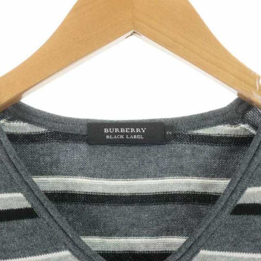 BURBERRY BLACK LABEL(バーバリーブラックレーベル)のBURBERRY BLACK LABEL ニット Vネック 長袖 ボーダー M メンズのトップス(ニット/セーター)の商品写真