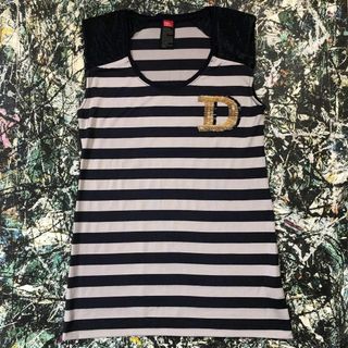 ダブルスタンダードクロージング(DOUBLE STANDARD CLOTHING)の【美品】ダブルスタンダードクロージング-ノースリーブロングボーダーカットソー(カットソー(半袖/袖なし))