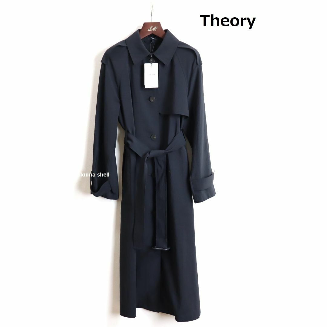 theory(セオリー)のTheory 22SS 軽量 シングルブレスト トレンチコート ブラック S レディースのジャケット/アウター(トレンチコート)の商品写真