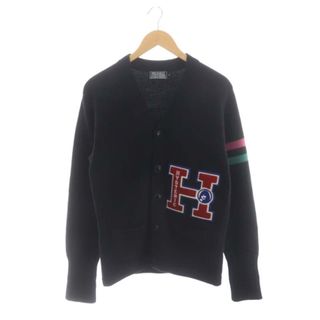 ヒステリックグラマー(HYSTERIC GLAMOUR)のヒステリックグラマー PSYCHOワッペン レタードカーディガン ニット S 黒(カーディガン)