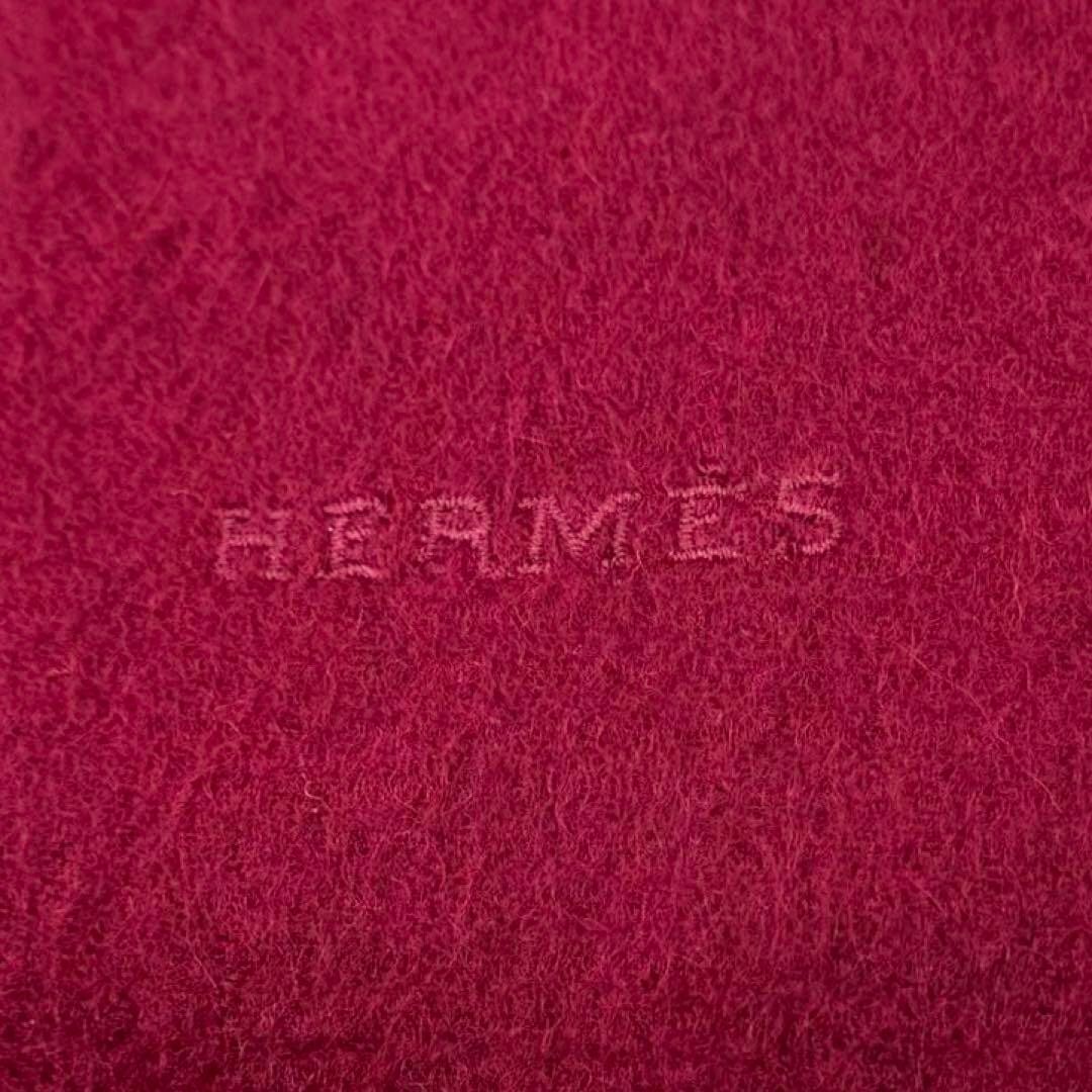 Hermes(エルメス)のエルメス カシミヤ100％マフラー ストール ショール レディース ボルドー レディースのファッション小物(マフラー/ショール)の商品写真