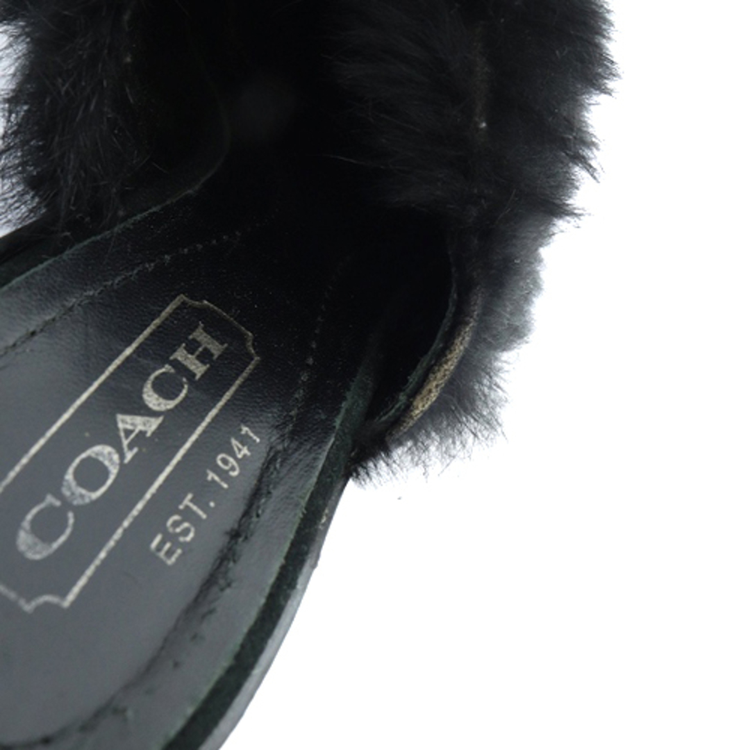 COACH(コーチ)のコーチ COACH ファー スエード サボサンダル 5.5 22.5cm 黒 レディースの靴/シューズ(ミュール)の商品写真