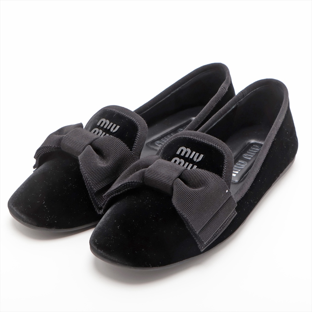 miumiu(ミュウミュウ)のミュウミュウ  ベルベット×レザー 36 ブラック レディース その他靴 レディースの靴/シューズ(その他)の商品写真