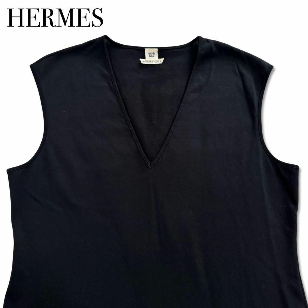 Hermes(エルメス)のエルメス ノースリーブ タンクトップ サイズ38 洋服 レディース ブラック M レディースのトップス(カットソー(半袖/袖なし))の商品写真