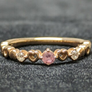 ヨンドシー(4℃)の776 4℃ピンク色石ダイヤリングK10PGピンクゴールド9号(リング(指輪))