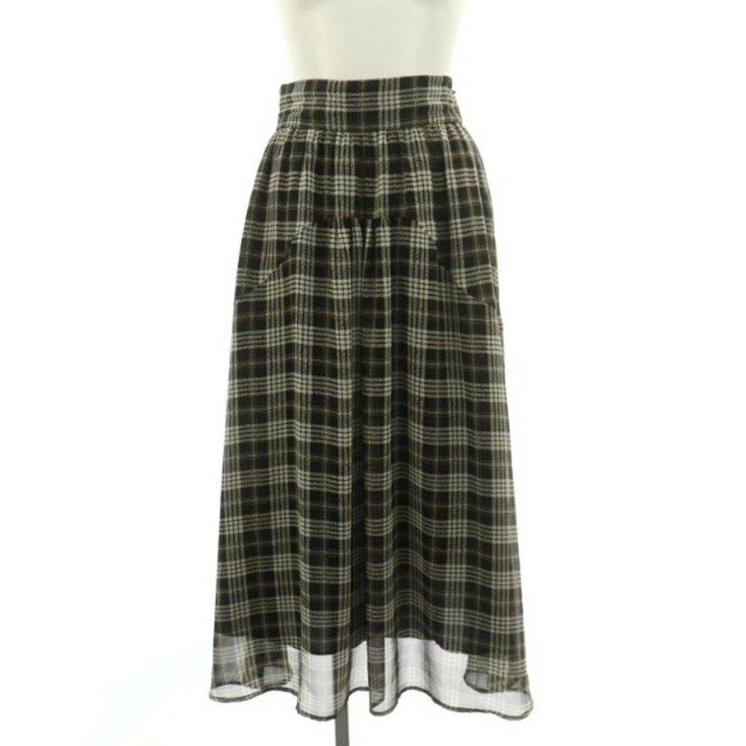 tiara(ティアラ)のティアラ Tiara チェック ロングスカート フレア 黒 白 ベージュ レディースのスカート(ロングスカート)の商品写真