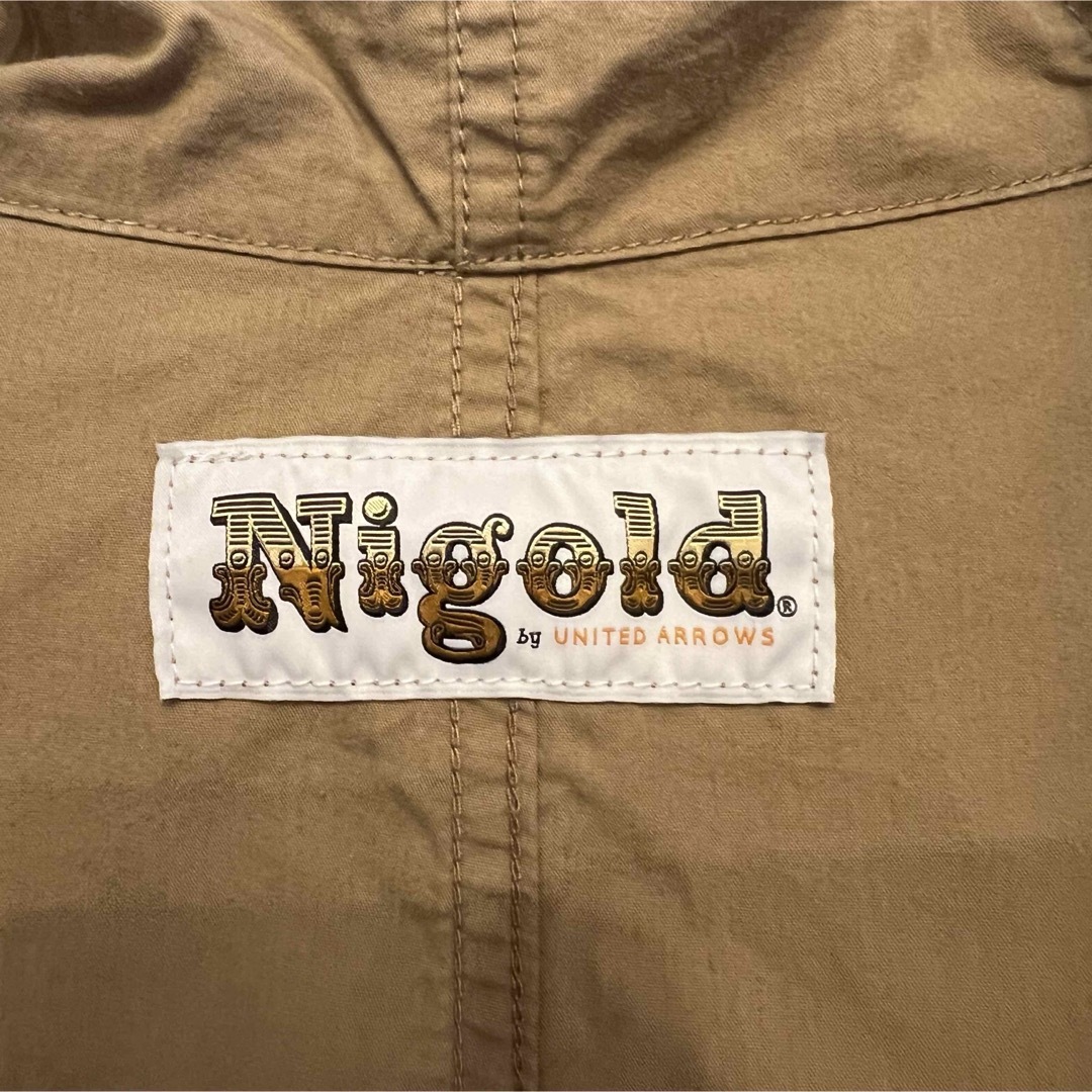 UNITED ARROWS(ユナイテッドアローズ)のNigold 二ゴールド ベージュ モッズコート Lサイズ 美中古 メンズのジャケット/アウター(モッズコート)の商品写真