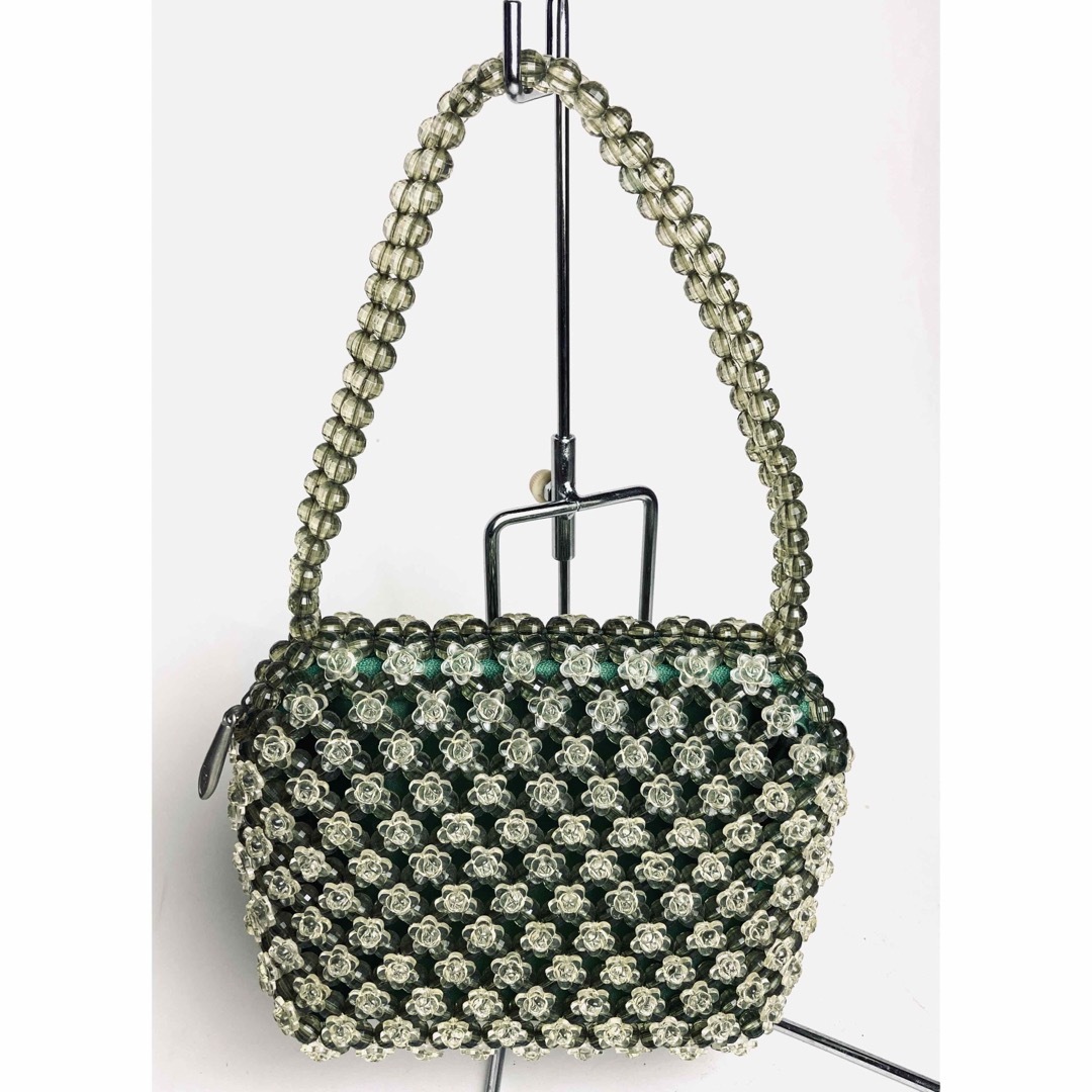 昭和レトロ アクリルバラのビーズの編み込みバッグ レディースのバッグ(ハンドバッグ)の商品写真
