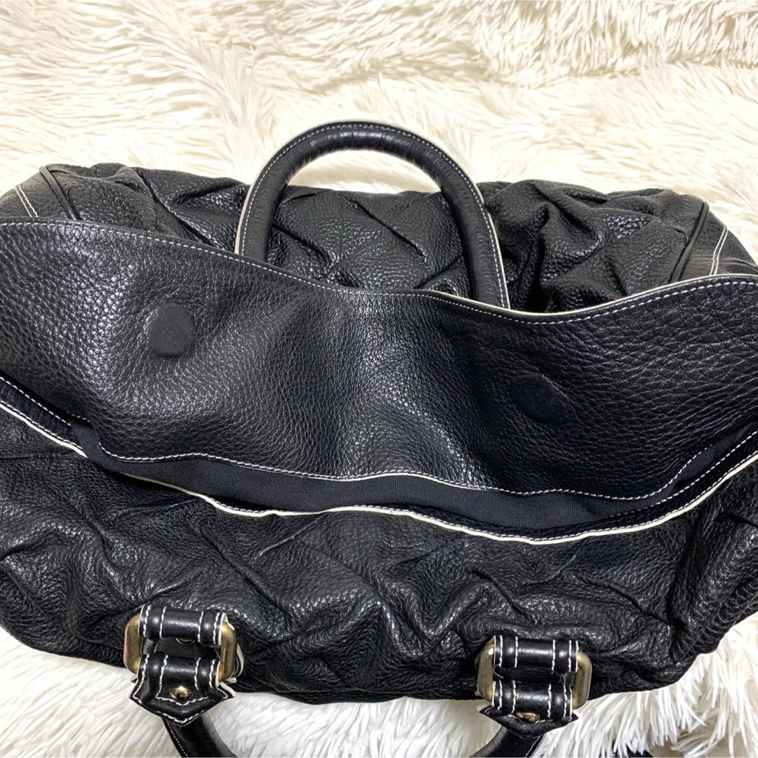 【美品】ZAGLIANI ザリアーニ シボレザー プリーツ ボストンバッグ レディースのバッグ(ボストンバッグ)の商品写真