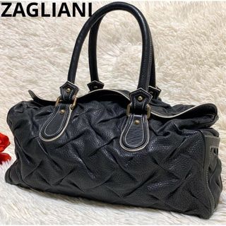 【美品】ZAGLIANI ザリアーニ シボレザー プリーツ ボストンバッグ(ボストンバッグ)