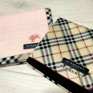 バーバリー(BURBERRY)の新品 バーバリー ハンカチ チェック ピンク 2枚セット(ハンカチ)