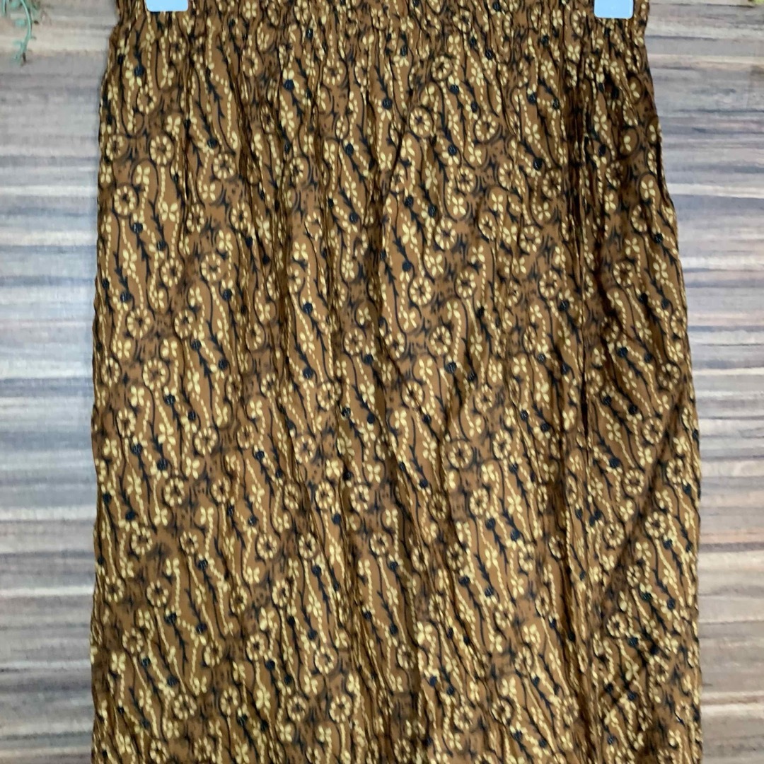 ANTENNE TROIS スカート XS相当 茶色 レーヨン ウエストゴム レディースのスカート(ロングスカート)の商品写真