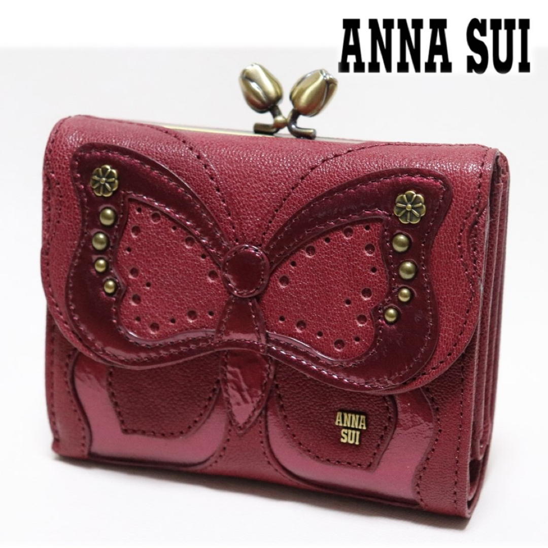 ANNA SUI(アナスイ)の《アナスイ》新品 【ビッグバタフライ】豪華装飾 レザー2つ折りがま口財布 口金 レディースのファッション小物(財布)の商品写真