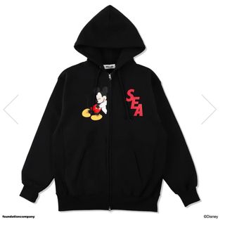 ウィンダンシー(WIND AND SEA)のMICKY/ZIP-UP HOODIE / ブラック　WIND AND SEA(パーカー)