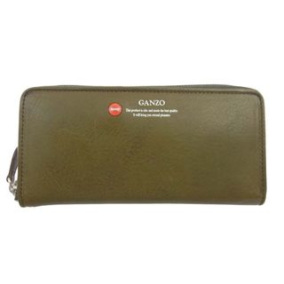 GANZO - GANZO ガンゾ 財布 57208 WGAN GR ミネルバボックス ラウンドファスナー ロング　ウォレット レザー 長財布 カーキ系【美品】【中古】