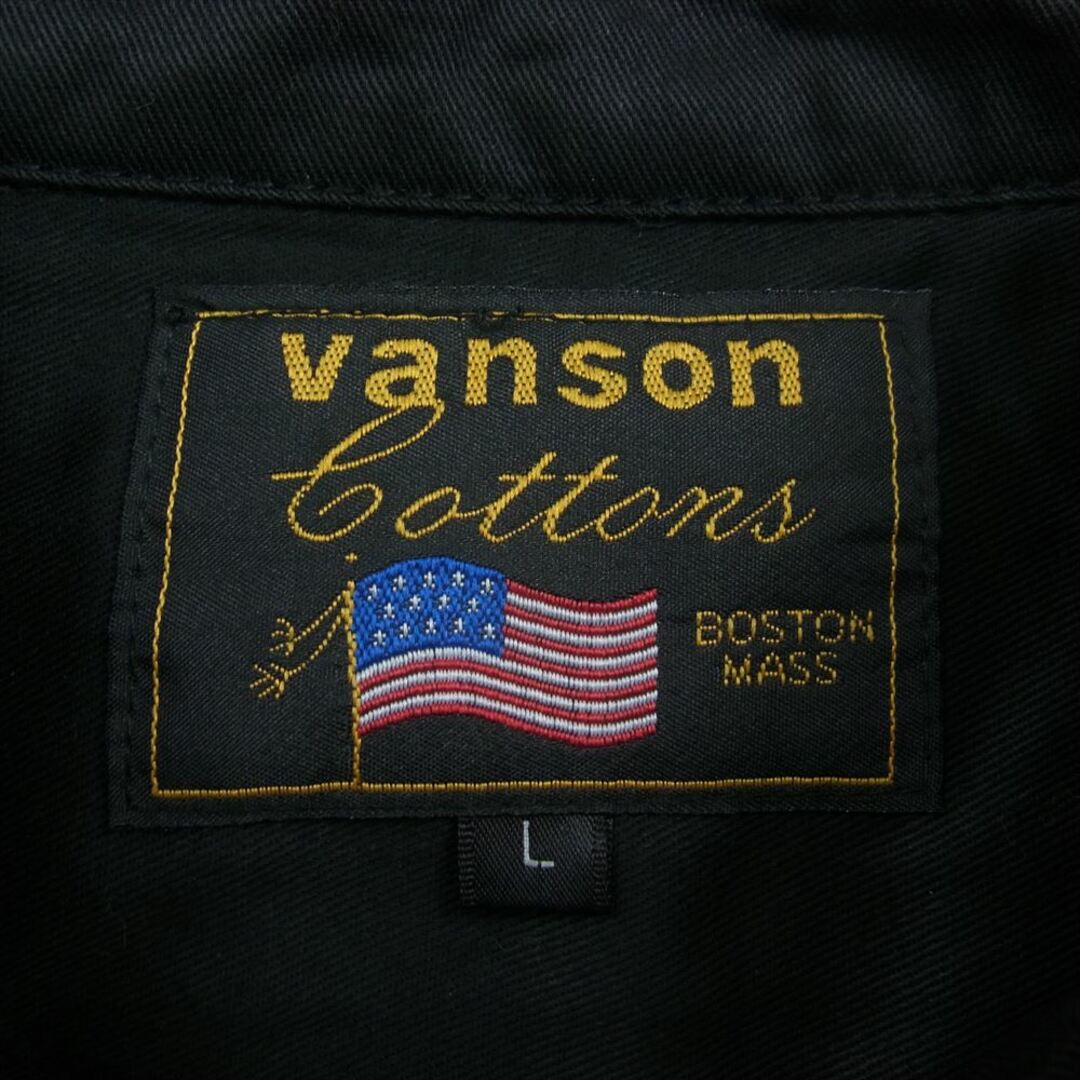 VANSON(バンソン)のVANSON バンソン ロゴ刺繍 イーグル ウィング ポケット 半袖 シャツ ブラック系 L【美品】【中古】 メンズのトップス(シャツ)の商品写真