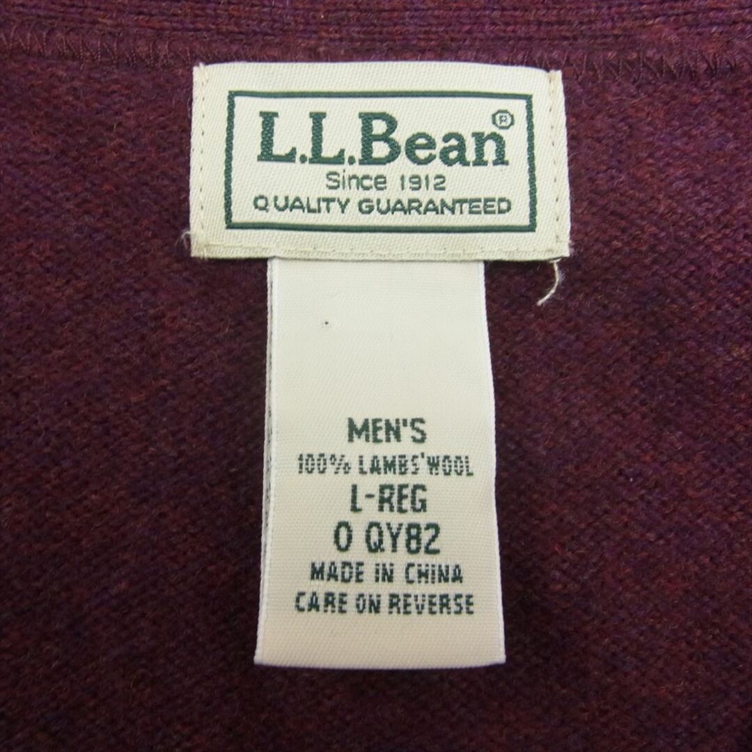 L.L.Bean(エルエルビーン)のL.L.Bean エルエルビーン ウール カーディガン バーガンディー ワインレッド系 L【中古】 メンズのトップス(カーディガン)の商品写真