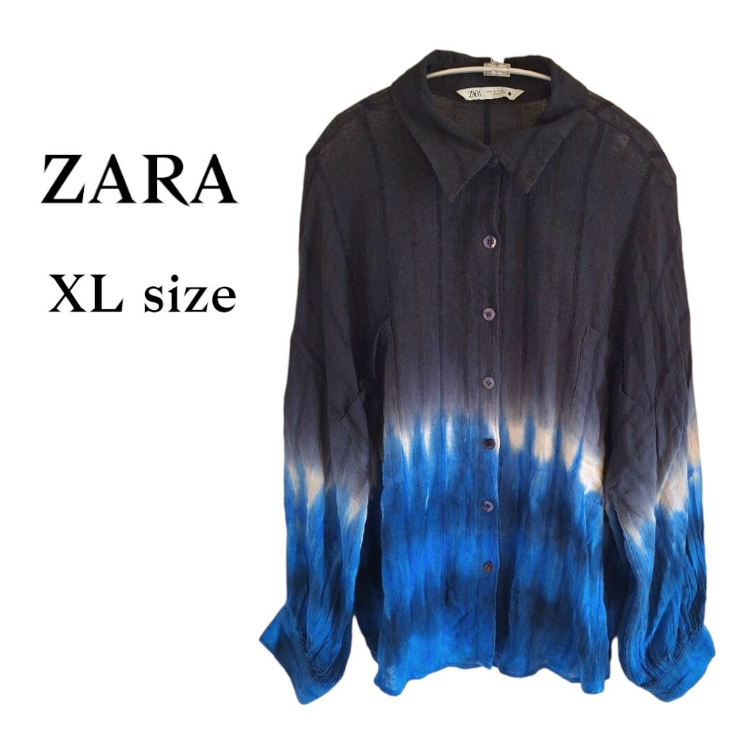 ZARA(ザラ)のZARA ザラ グラデーション シャツ ブラウス  リネン混 オーバーシルエット レディースのトップス(シャツ/ブラウス(長袖/七分))の商品写真