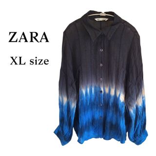 ザラ(ZARA)のZARA ザラ グラデーション シャツ ブラウス  リネン混 オーバーシルエット(シャツ/ブラウス(長袖/七分))