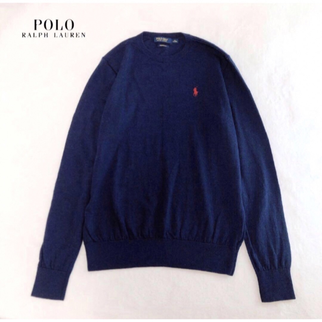 POLO RALPH LAUREN(ポロラルフローレン)のRALPH LAUREN ラルフローレン　ウール　クルーネック　ニット　ネイビー レディースのトップス(ニット/セーター)の商品写真