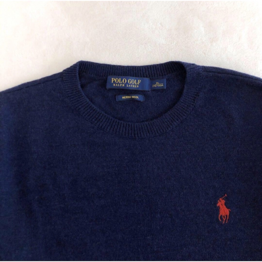 POLO RALPH LAUREN(ポロラルフローレン)のRALPH LAUREN ラルフローレン　ウール　クルーネック　ニット　ネイビー レディースのトップス(ニット/セーター)の商品写真