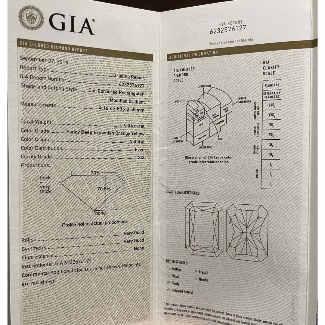 未使用　GIA k18イエローゴールド  大粒イエローダイヤモンドリング　7号 レディースのアクセサリー(リング(指輪))の商品写真