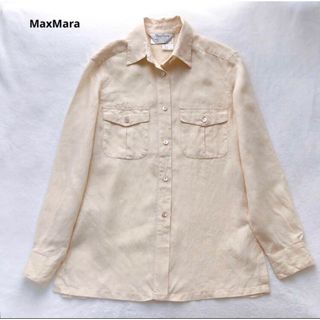 マックスマーラ(Max Mara)の美品　MaxMara マックスマーラ　リネン　シャツ　ブラウス　白タグ(シャツ/ブラウス(長袖/七分))