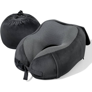 ネックピロー 枕 首枕 収納袋 携帯枕 低反発 トラベルピロー サイズ調整(旅行用品)