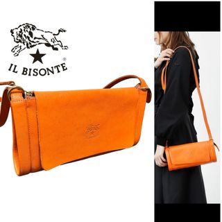 イルビゾンテ(IL BISONTE)の美品　イルビゾンテ  IL BISONTE 斜め掛けショルダーバック　筒型(ショルダーバッグ)