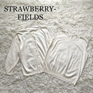 ストロベリーフィールズ(STRAWBERRY-FIELDS)の【美品】ストロベリーフィールズ　ノースリーブ　アンサンブル　パールネック(アンサンブル)