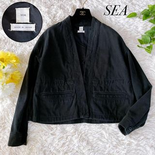 シー(SEA)の美品✨　SEA シー　ノーカラージャケット　黒(ノーカラージャケット)