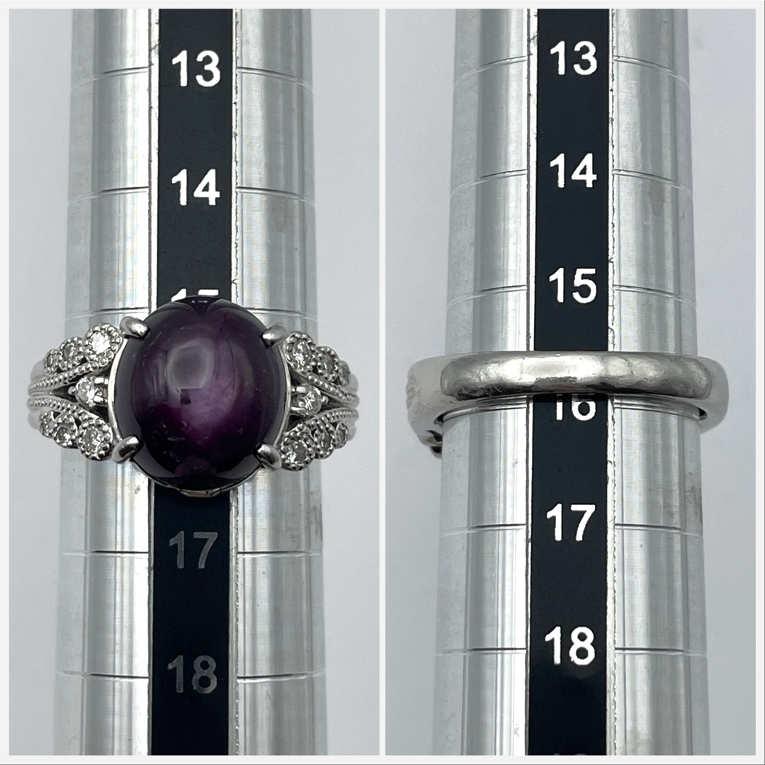 pt900 スターサファイア13.33ct ダイヤ0.25ct リング レディースのアクセサリー(リング(指輪))の商品写真