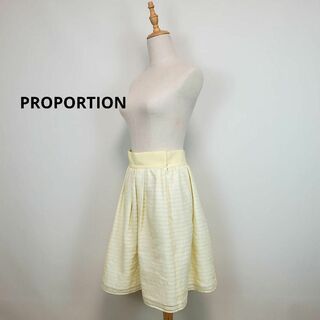 PROPORTIONシフォンギャザー膝丈スカート黄色3サイズ