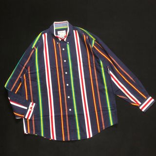 エディーバウアー(Eddie Bauer)の白タグ old eddie bauer 総柄マルチカラーストライプオーバーシャツ(シャツ)