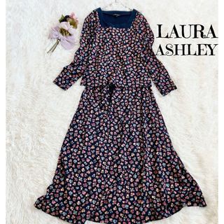 ローラアシュレイ(LAURA ASHLEY)の美品✨LAURA ASHLEYローラアシュレイ　らくちん着心地花柄セットアップ(ロングワンピース/マキシワンピース)