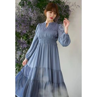 ハーリップトゥ(Her lip to)のBack Ribbon Tiered Satin Dress(ロングワンピース/マキシワンピース)