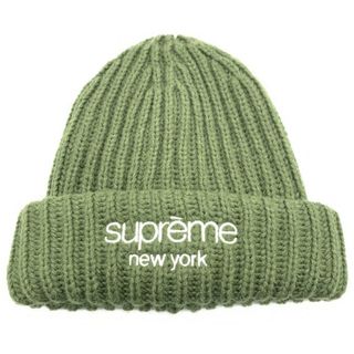 シュプリーム(Supreme)のSUPREME シュプリーム 23AW Classic Logo Chunky Ribbed Beanie クラシックロゴ チャンキーリブビーニーキャップ グリーン アクリル(ニット帽/ビーニー)