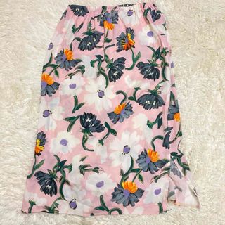 マルニ(Marni)の美品　マルニ　花柄　レーヨン　フレア　スカート　40(ロングスカート)